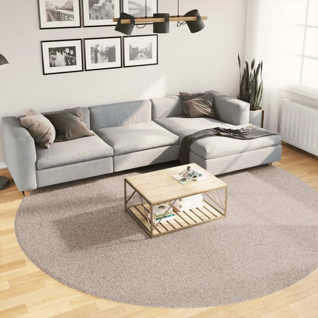 vidaXL Tapete shaggy de pelo alto PAMPLONA Ø 280 cm bege