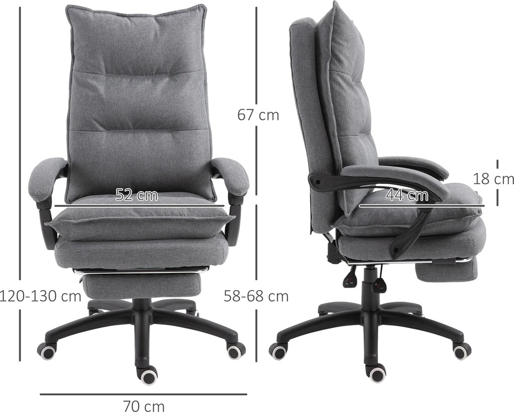 Cadeira de escritório ergonómica com função de massagem, com encosto reclinável, altura ajustável, apoio para os pés integrado, comando com fio, rotaç