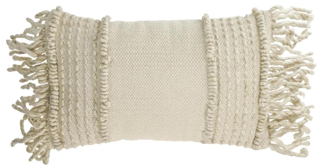 Kave Home - Capa almofada Marcie de algodão e lã branco 30 x 50 cm