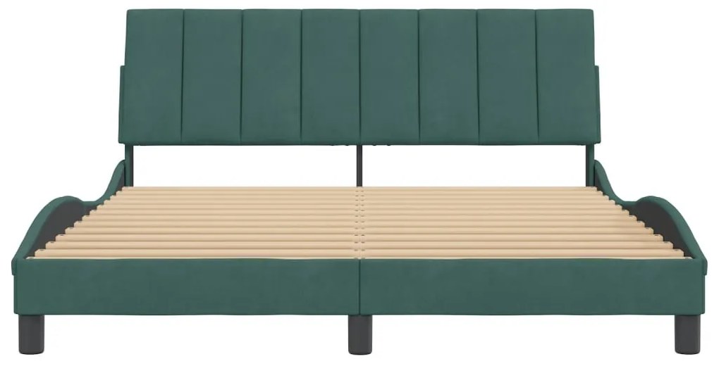 Estrutura de cama sem colchão 160x200 cm veludo verde-escuro