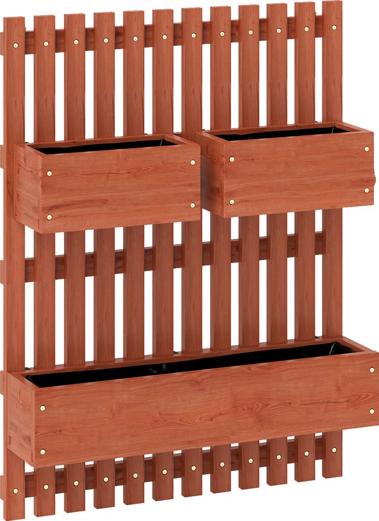 Outsunny Floreira de Parede com Treliça Floreira Vertical de Madeira com 4 Vasos Móveis e Orifício de Drenagem 60x16x80 cm Castanho | Aosom Portugal