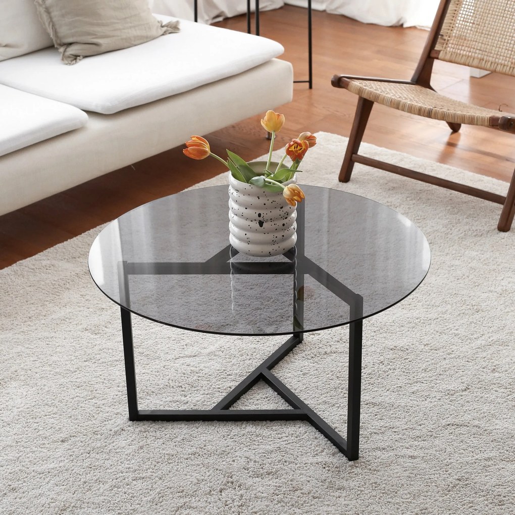 Mesa de Centro Trio Sehpa – Preto Fumê – 75x42x75 cm