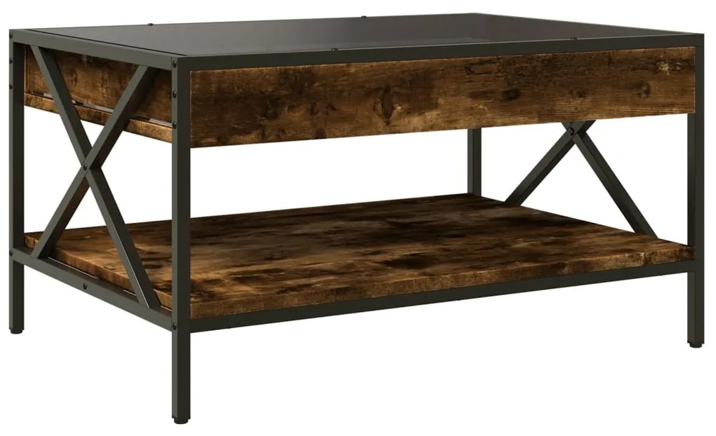 Mesa de centro luzes LED Infinity 70x50x38 cm carvalho fumado