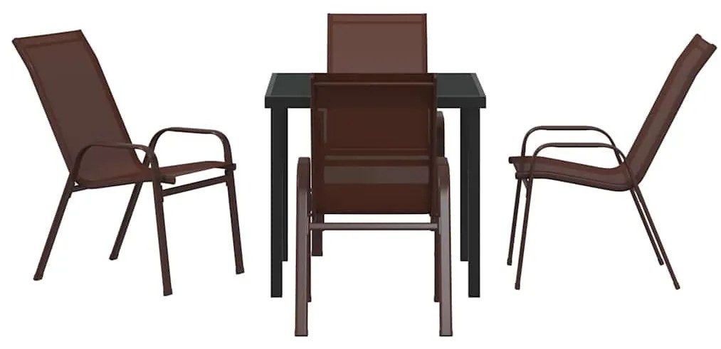 Conjunto de Jantar para Jardim 5 Peças Marrom em Textilene e Aço