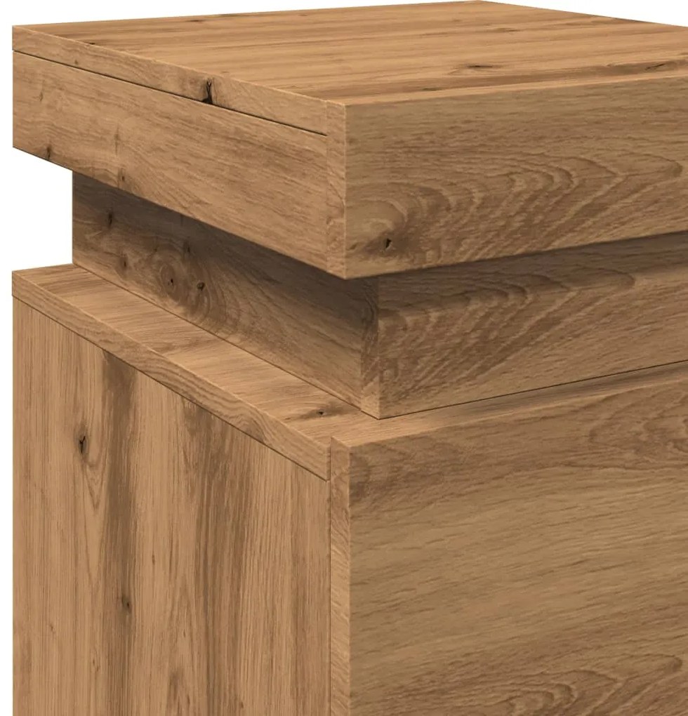 Mesa de cabeceira c/ LED derivados madeira carvalho artisiano