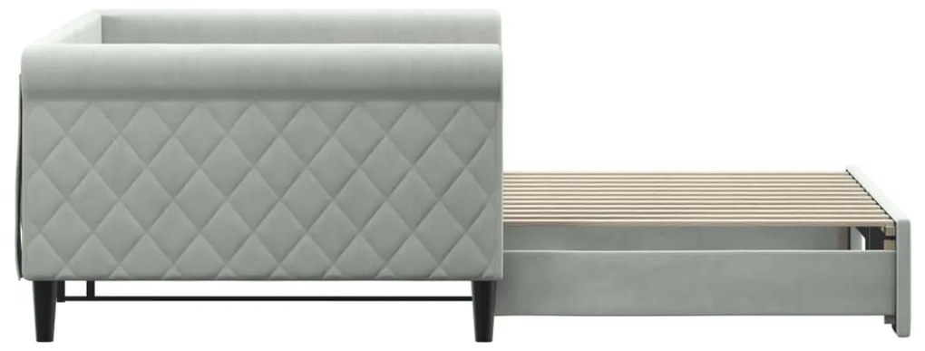Sofá-cama com gavetão 100x200 cm veludo cinzento-claro