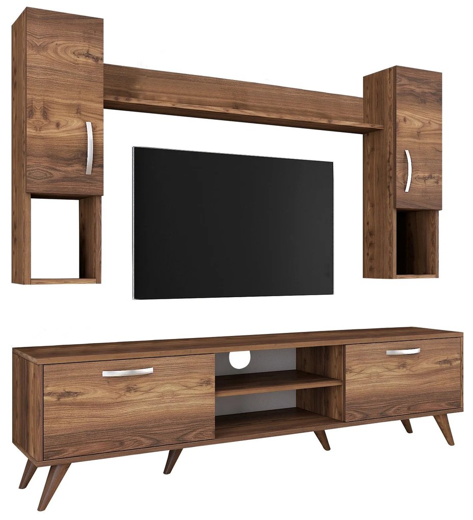 Conjunto de Móvel de TV "Askel" M3 – Design Moderno em Nogueira