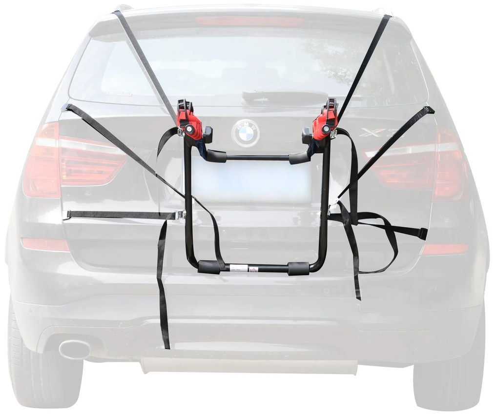 HOMCOM Suporte para Bicicletas Traseiro Dobrável com Correias Até 3 Bicicletas Suporte de Bicicleta Universal Carga 40 kg 68x52x60 cm Aço e Alumínio