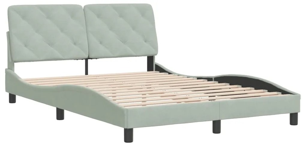 Estrutura de cama sem colchão 140x200 cm veludo cinzento-claro