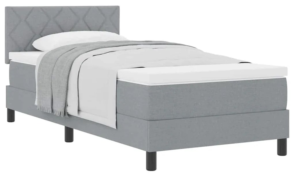 Cama Box Spring com Colchão Cinza Claro 90x200 cm Tecido