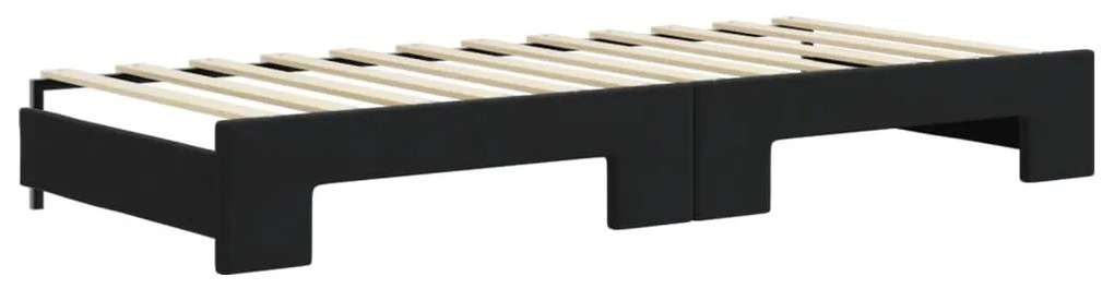 Sofá-cama com gavetão e gavetas 90x200 cm veludo preto
