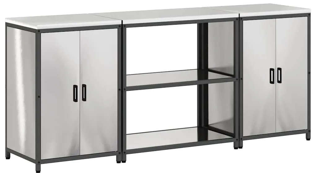 Conjunto de Armazenamento de Cozinha com prateleira 3 pcs Prata