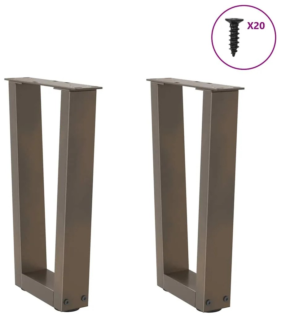 Pés para mesa de centro em formato de V, 2 peças, aço natural, 38 x (4