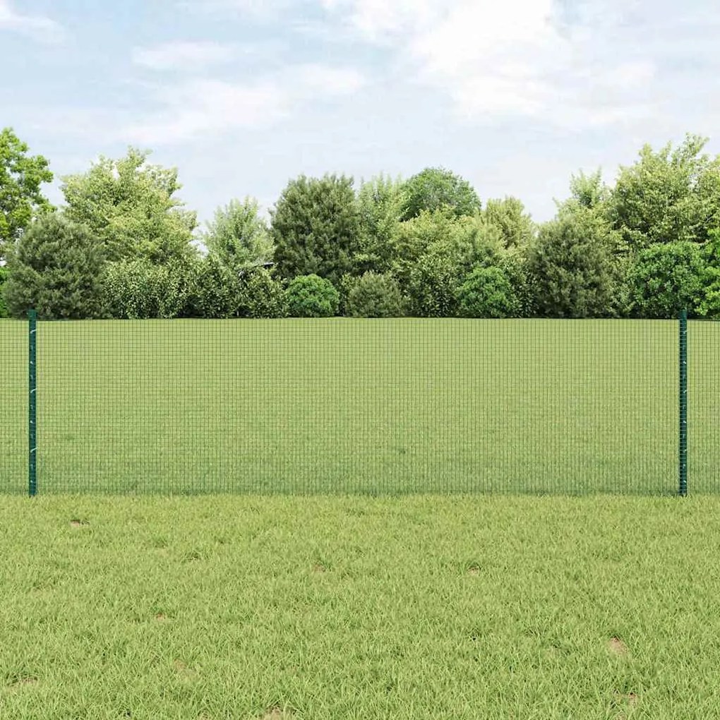 Cerca de Arame Soldado com 22 Postes em U Verde 0.6x50 m Aço