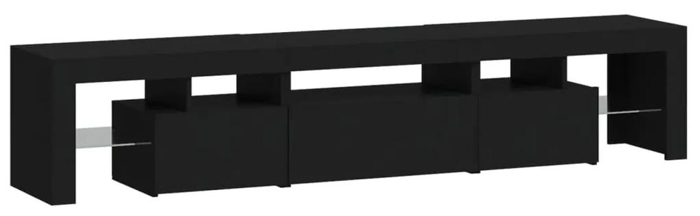 Móvel de TV com luzes LED 200x36,5x40 cm preto