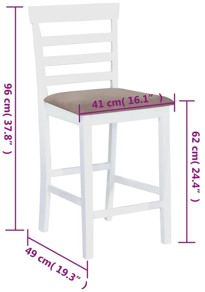 Bancos de bar 2 pcs tecido branco