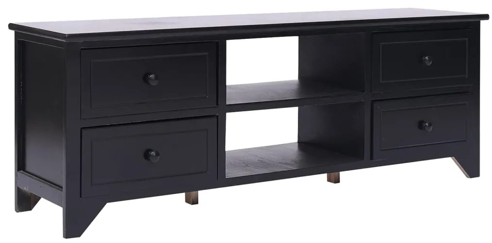 Móvel de TV 108x30x40 cm madeira paulownia maciça preto