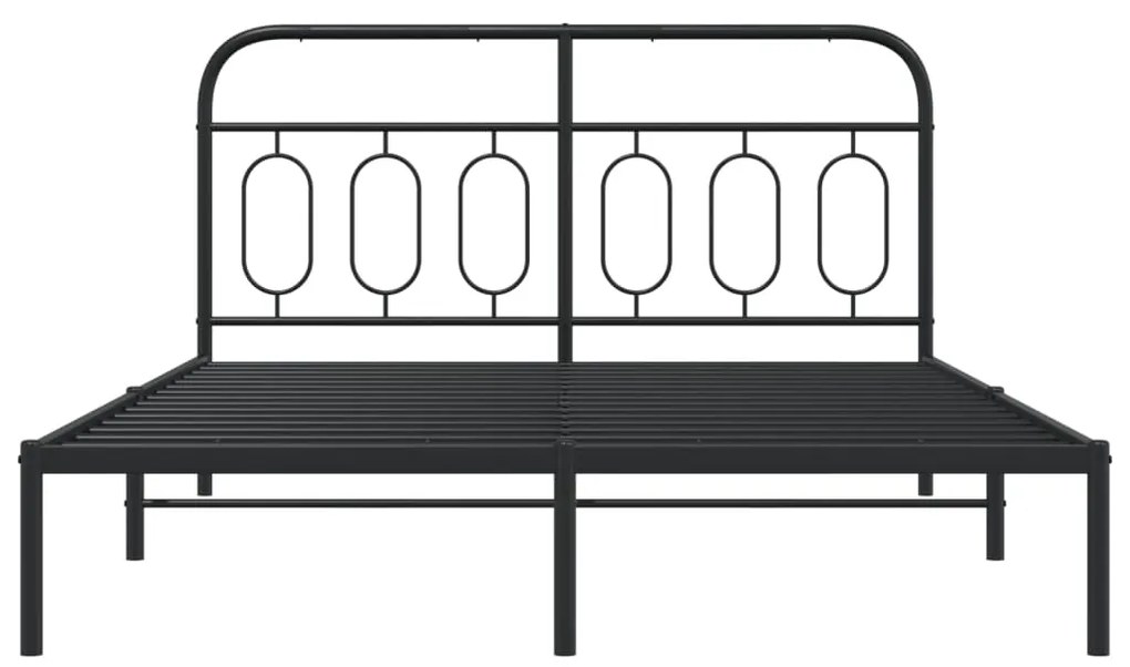 Estrutura de cama com cabeceira 140x200 cm metal preto