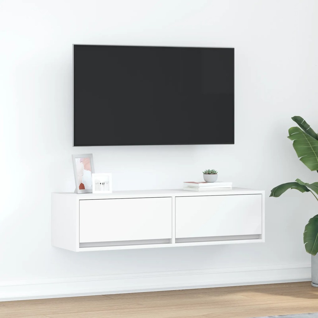 Armário de TV vidaXL Branco 100x31x25,5 cm Madeira de Engenharia
