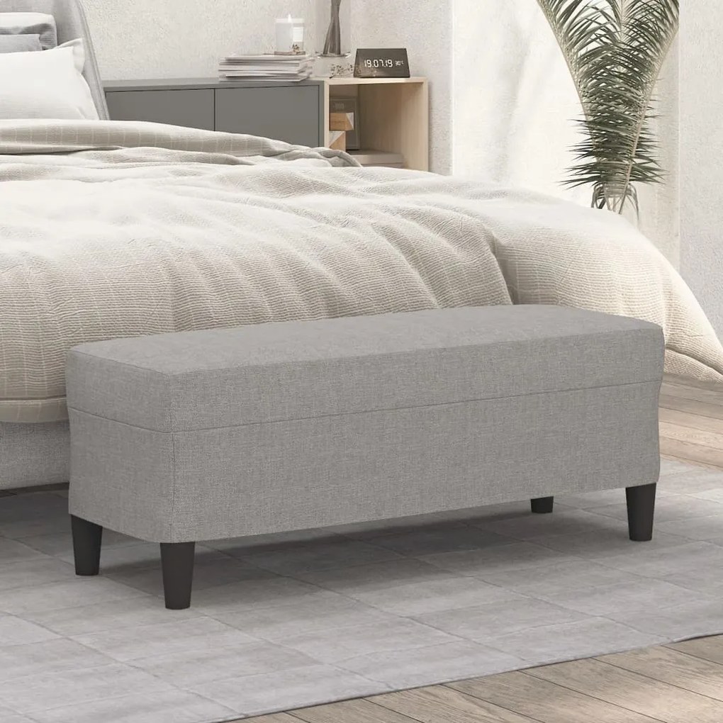 Banco 100x35x41 cm tecido cinza-claro