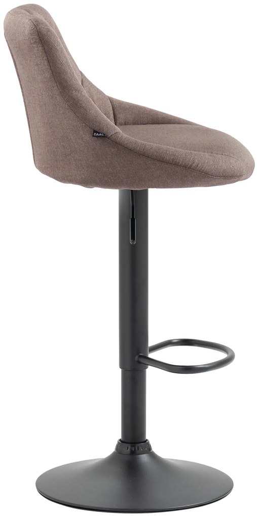 Banco de bar Lazio em tecido e com estrutura preta 46 x 83-104 x 49 cm Castanho acinzentado