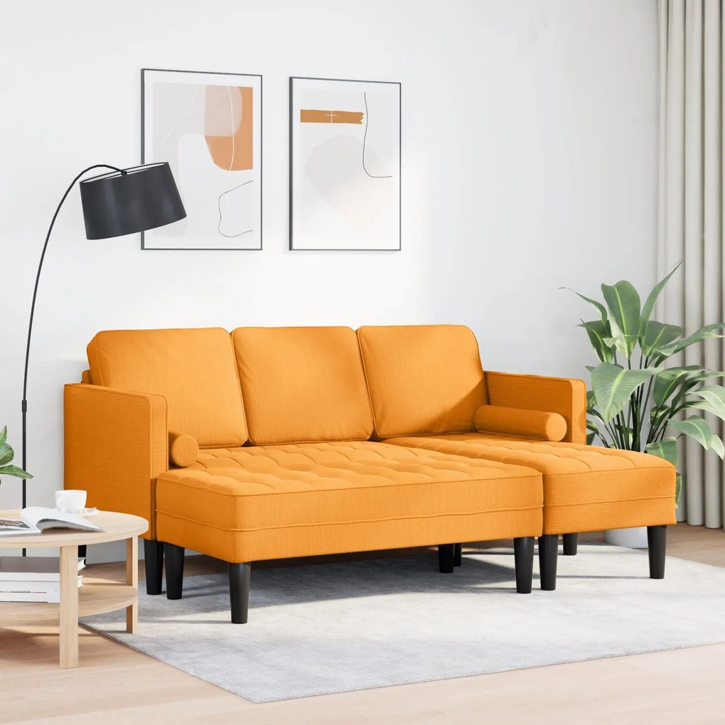 Conjunto de Sofá de 2 Peças com Almofadas Tecido Amarelo Escuro