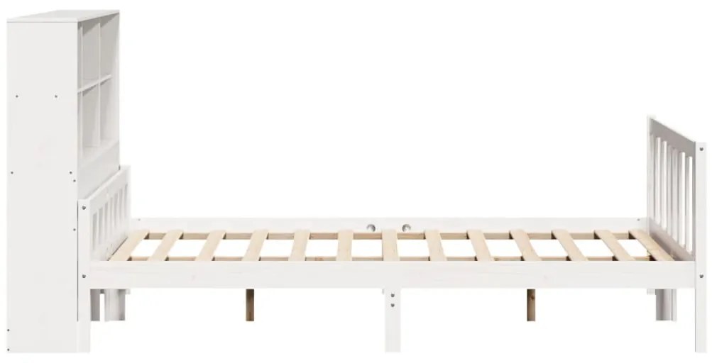 Cama com estante sem colchão 150x200 cm pinho maciço branco