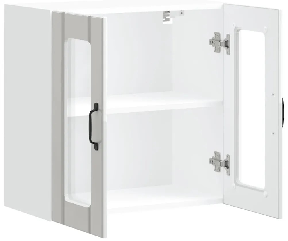 Armário parede de cozinha porta vidro Lucca branco brilhante