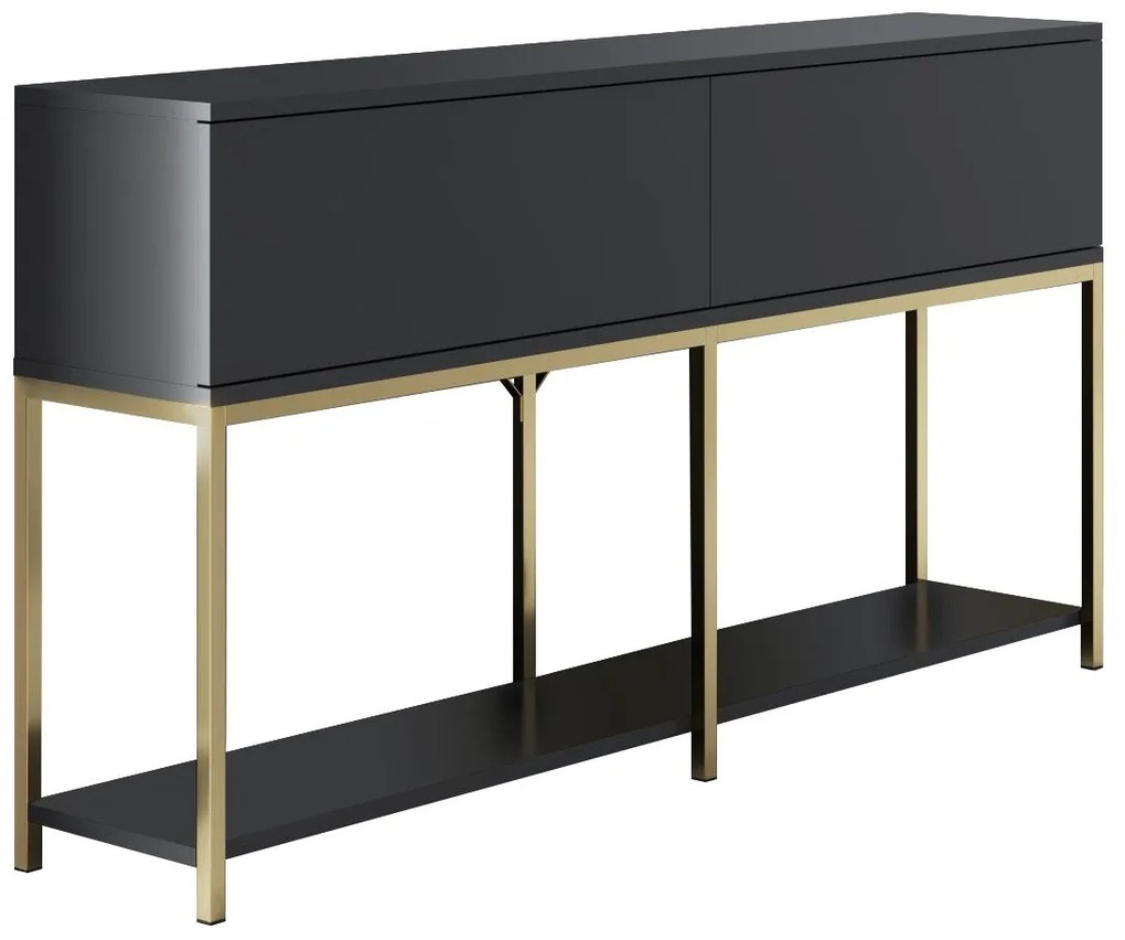 Conjunto de Mobiliário de Sala Lord – Antracite e Dourado – Tv Stand: