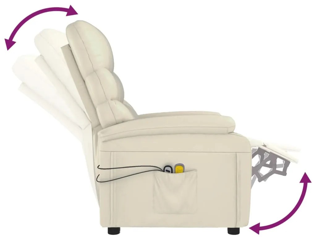 Poltrona de massagens elétrica couro artificial cor creme