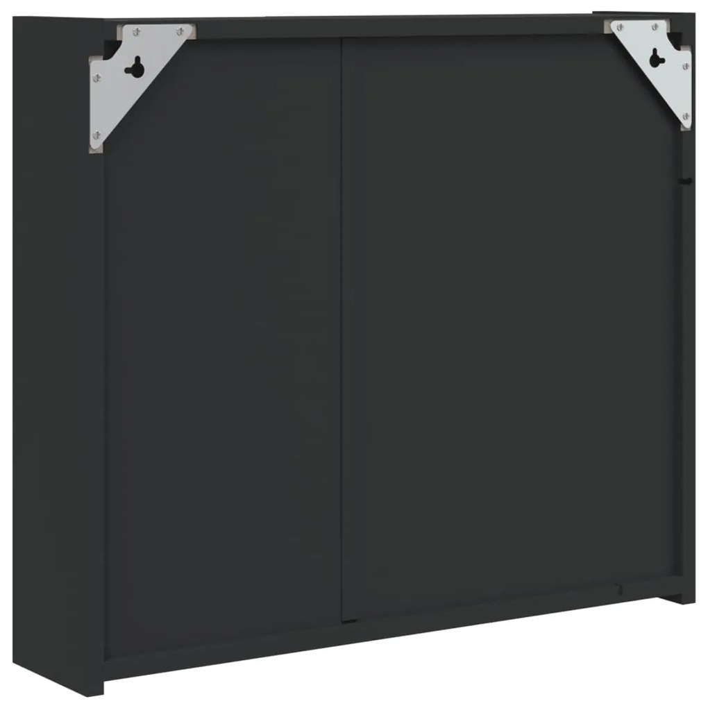 Armário espelhado p/ casa de banho c/ LEDs 60x13x52 cm preto