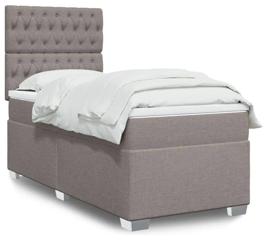 Cama com molas/colchão 90x190 cm tecido castanho-acinzentado