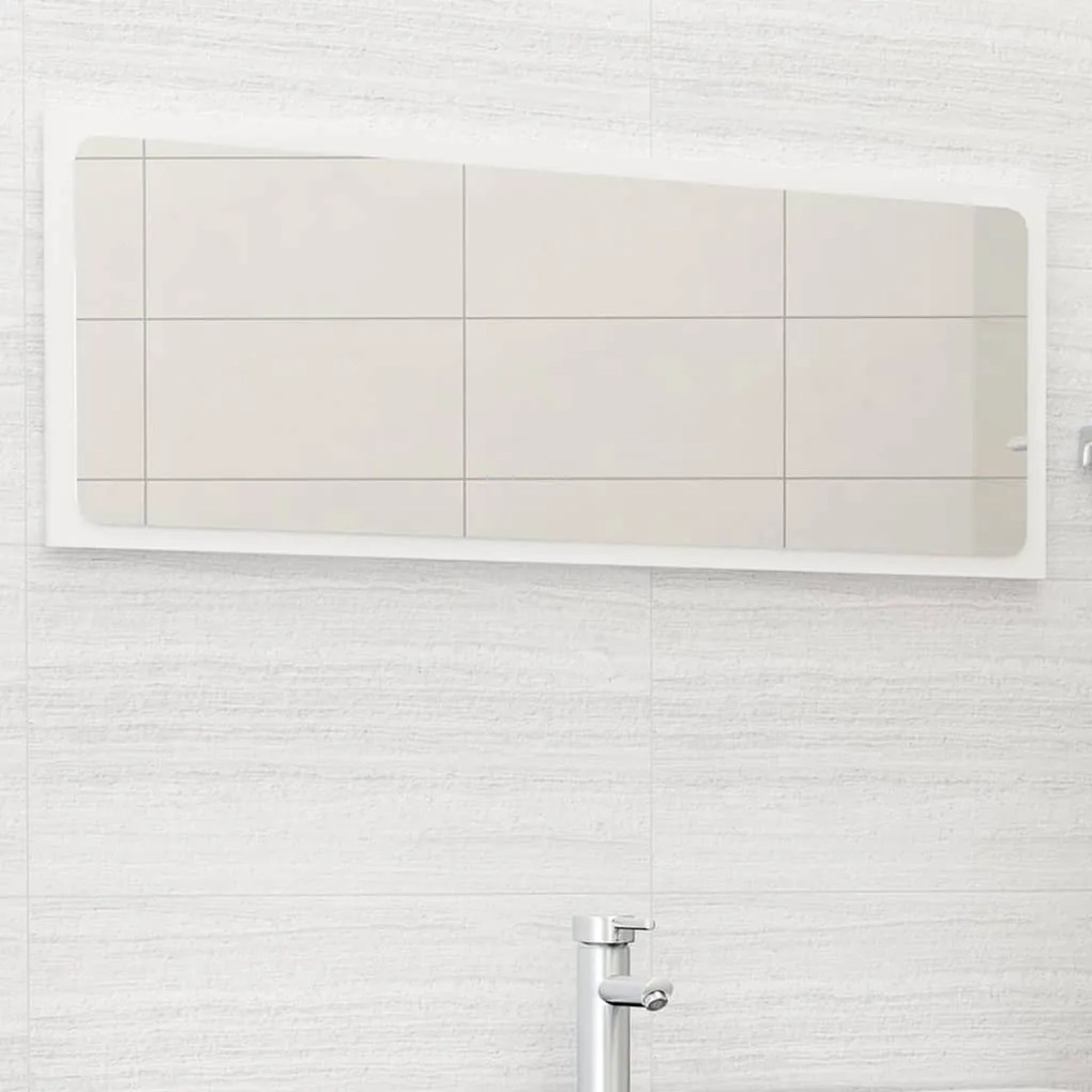 vidaXL Espelho de casa de banho derivados de madeira branco brilhante