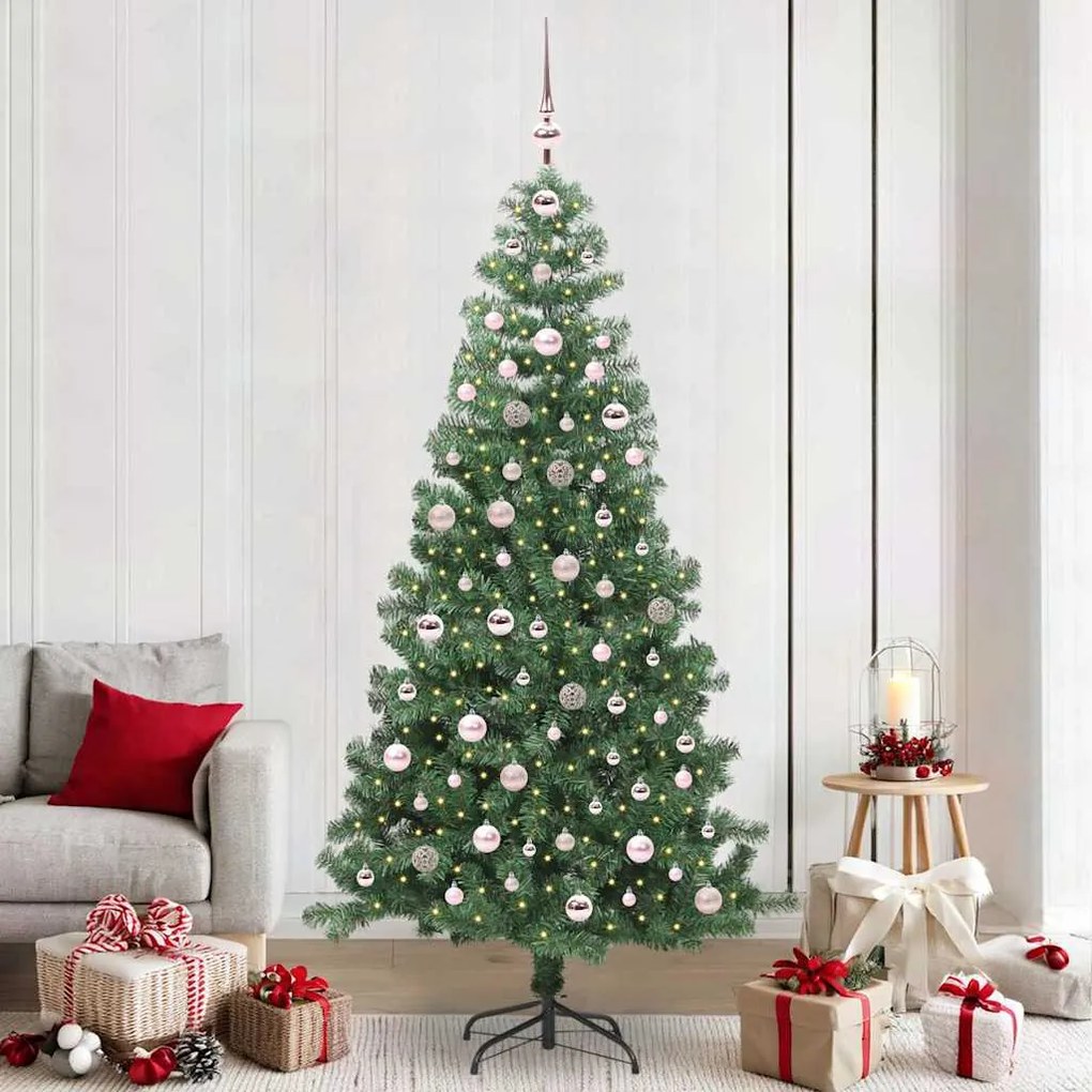 vidaXL Árvore de Natal com 300 LEDs com suporte Verde 240 cm PVC