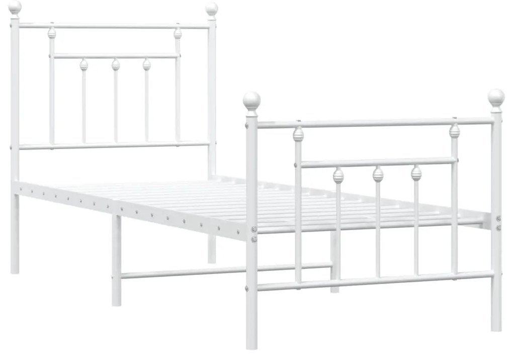 Estrutura de cama com cabeceira e pés 75x190 cm metal branco