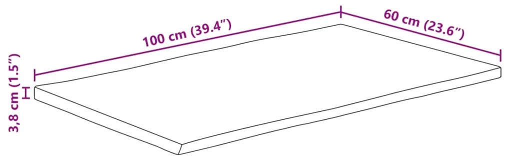 Tampo de mesa c/ borda viva 100x60x3,8 cm mangueira maciça