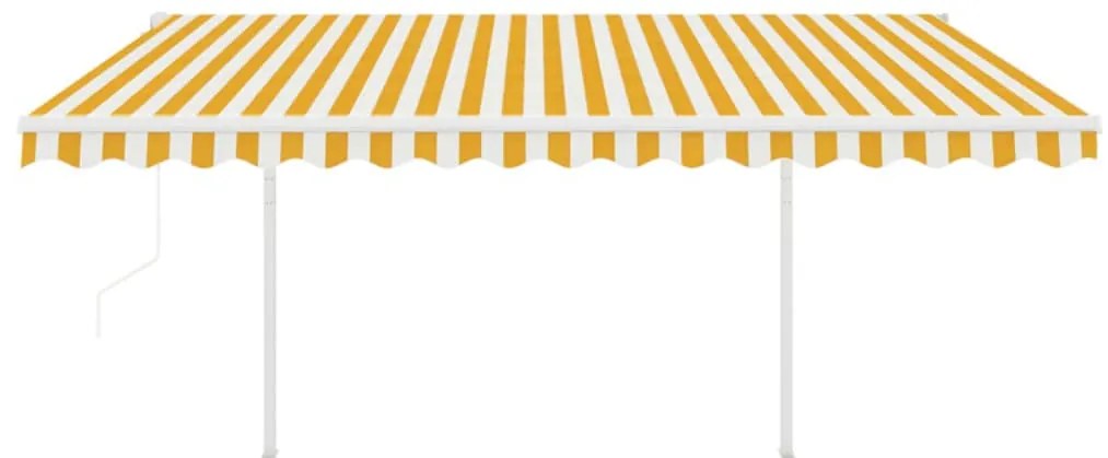 Toldo retrátil automático com postes 4,5x3 m amarelo e branco