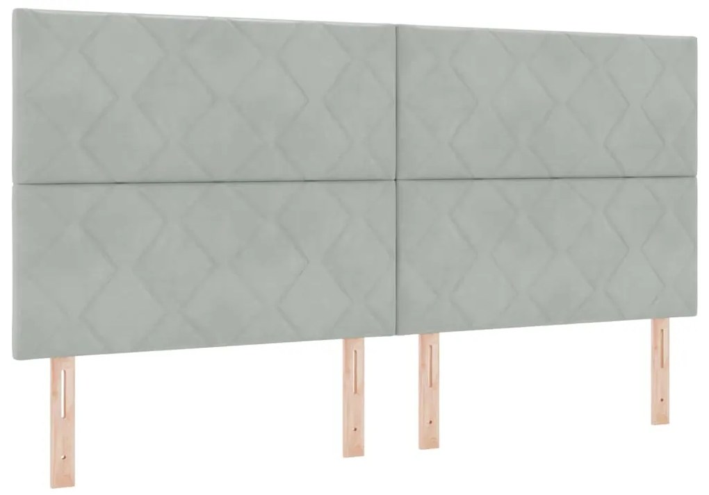 Cabeceira Design em Blocos de Diamante Cinza Claro 200 cm Veludo