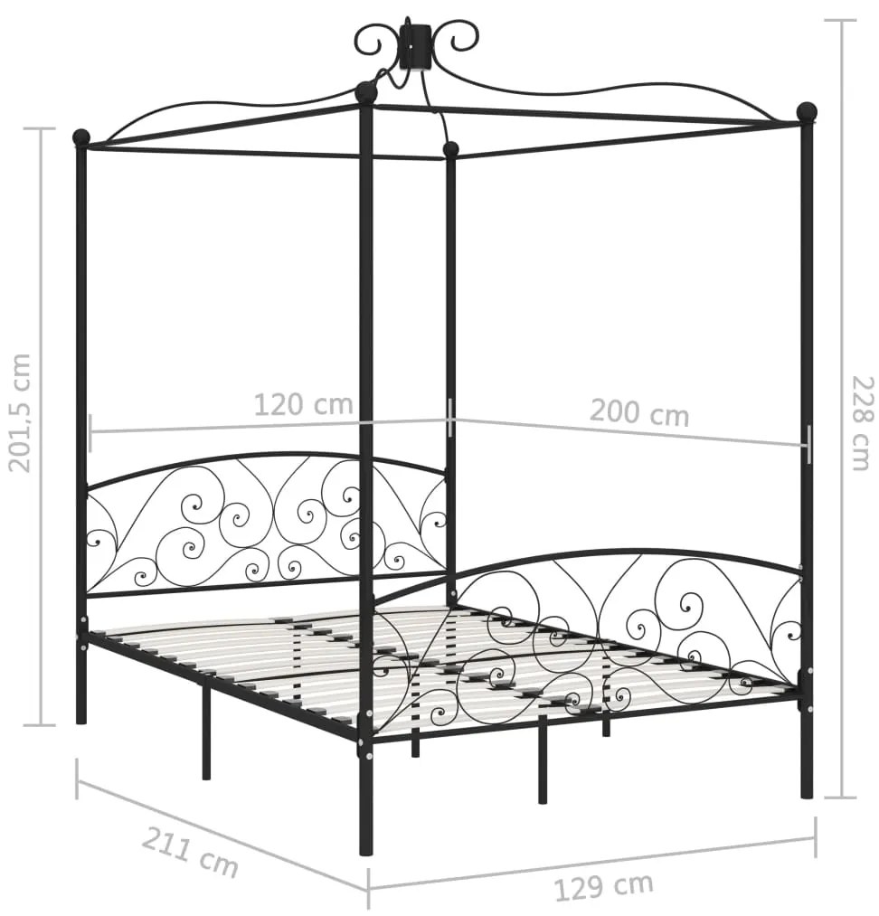 Estrutura de cama com dossel 120x200 cm metal preto