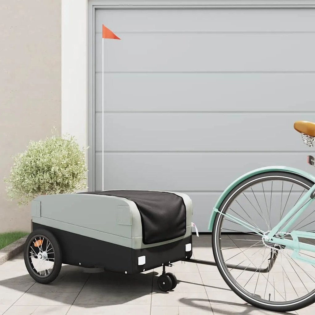 Reboque para bicicleta 45 kg ferro preto e cinza