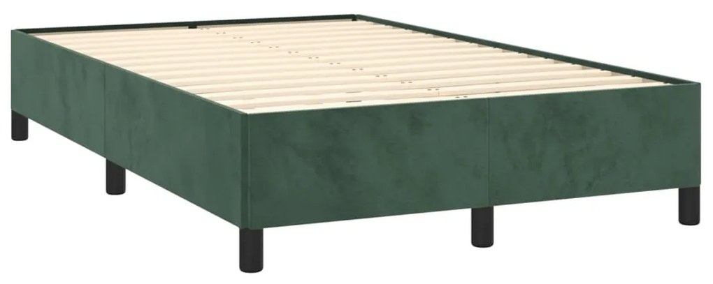 Cama box spring com colchão e luzes LED veludo verde-escuro