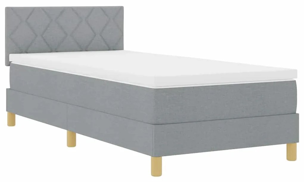 Cama Box com Colchão Cinza Claro 100x200 cm Tecido