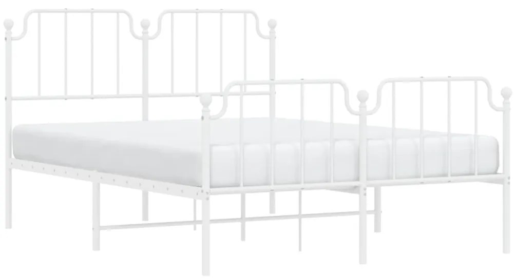 Estrutura de cama com cabeceira e pés 140x190 cm metal branco