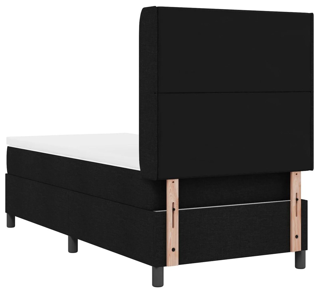 Cama Box Spring com Colchão e LED Preto 90x200 cm Tecido
