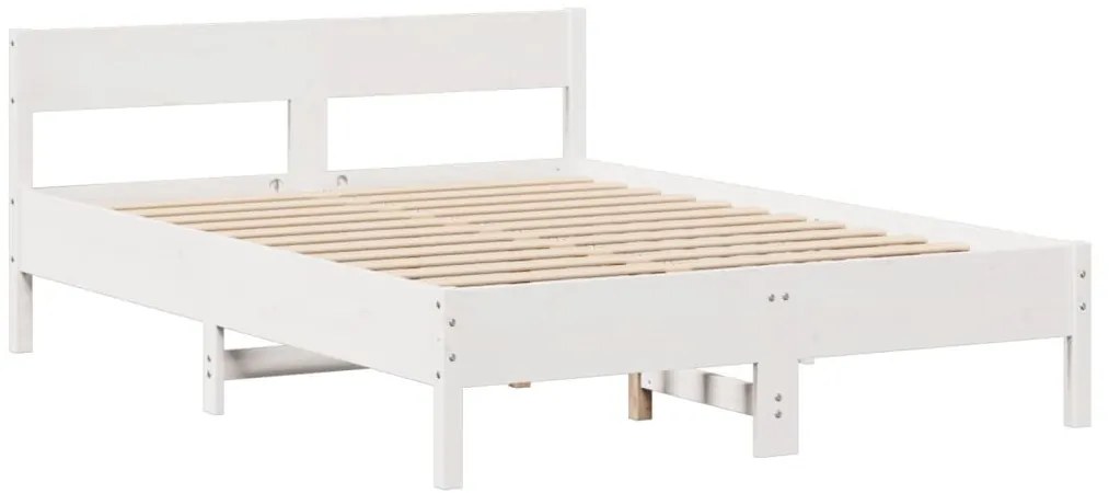 Cama sem colchão 150x200 cm madeira de pinho maciça branco