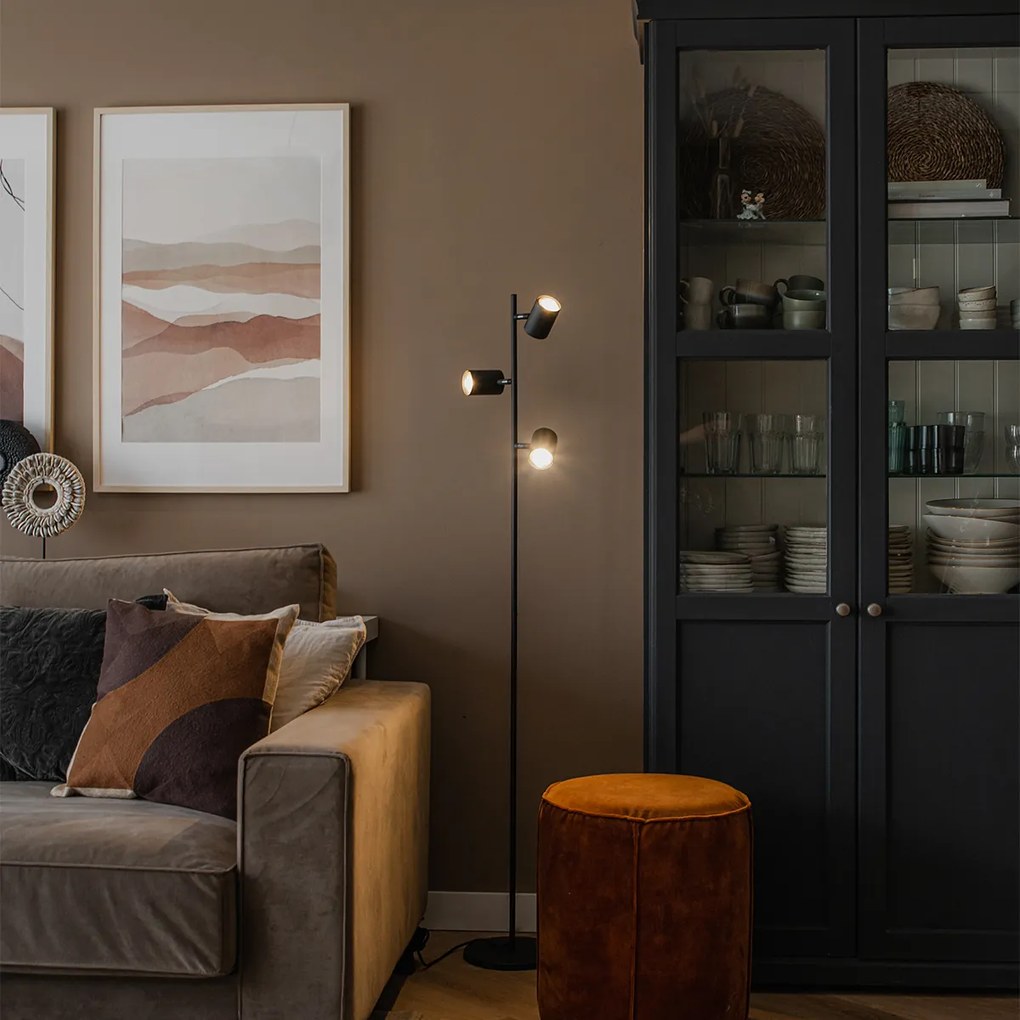 Candeeiro de pé moderno preto 3 luzes - Jeana