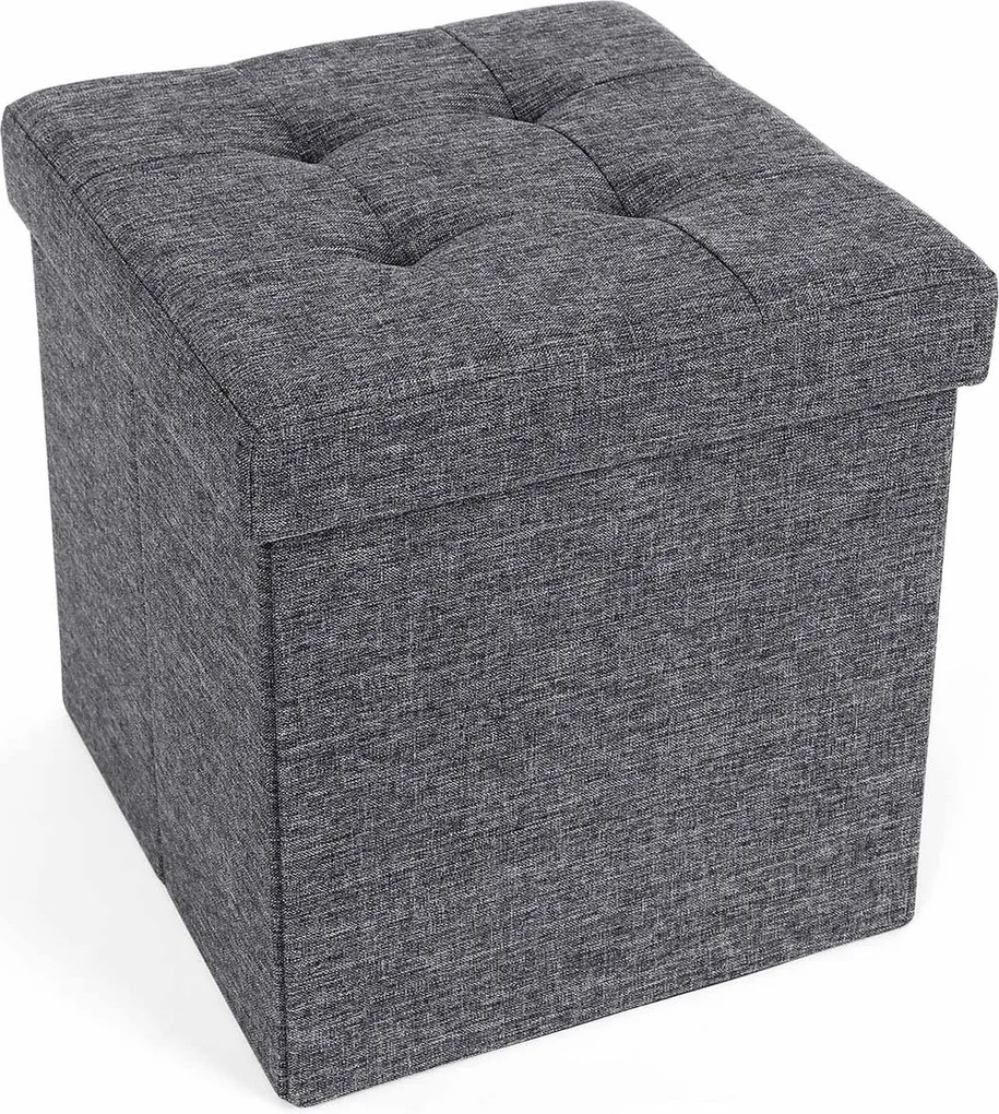 Banco de assento pequeno com arrumação 38 x 38 x 38 cm cinzento escuro