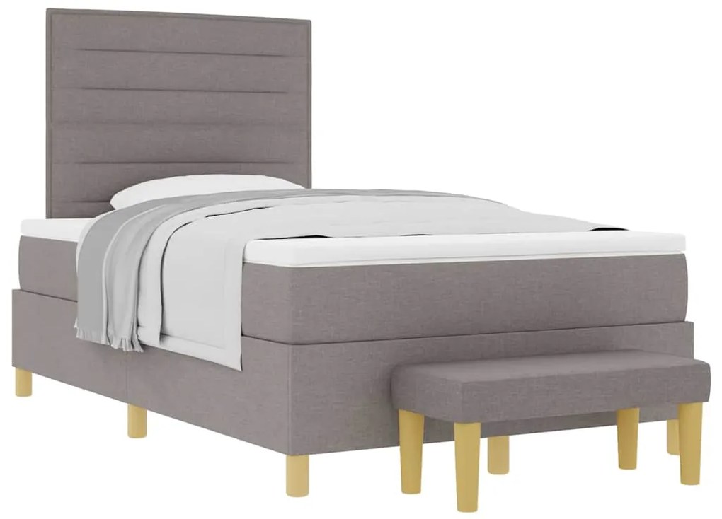 Cama Box com Colchão e Banco Taupe 120x200 cm Tecido