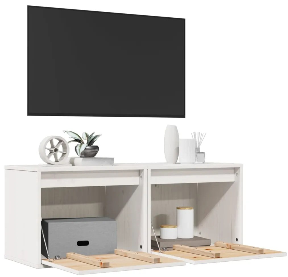 Armários de parede 2 pcs 45x30x35 cm pinho maciço branco
