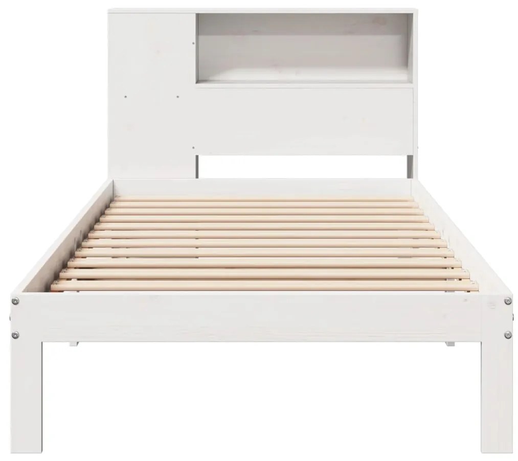 Cama com estante sem colchão 90x200 cm pinho maciço branco